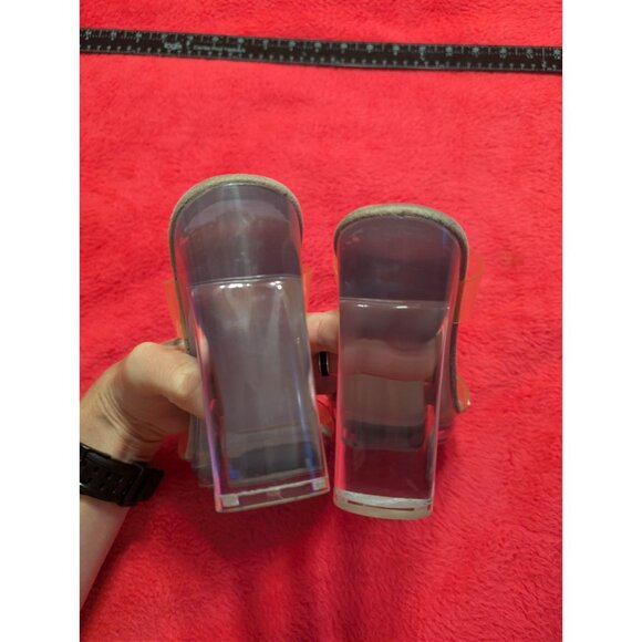 Steve Madden GLASSY Nude Clear Strap Lucite Block Heel Sandals 10M - Picture 3 of 7